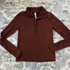 Athleta Flurry Long Sleeve Ribbed Henley Button Down